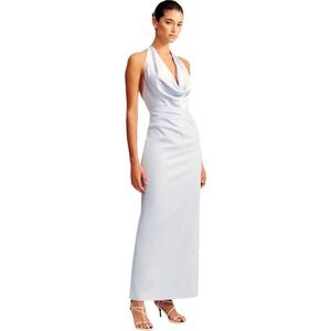 SHONA JOY Dillon Cowl Neck Maxi Dress in Seabreeze White Size 4